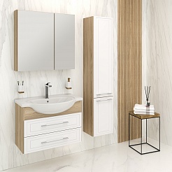 Runo Мебель для ванной Дублин 80 подвесная дуб/белая – фотография-10