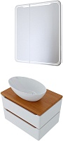 Mixline Мебель для ванной Виктория 70 R подвесная белая софт/дуб светлый