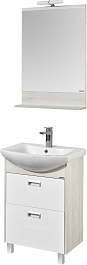 Акватон Мебель для ванной Бекка Pro 60 с зеркалом белая/дуб сомерсет – фотография-1