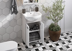 Акватон Мебель для ванной Бекка Pro 50 с зеркалом белая/дуб сомерсет – фотография-6