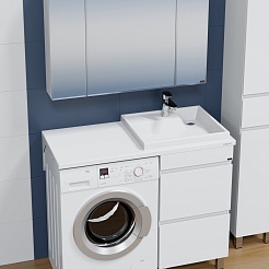 СанТа Мебель для ванной под стиральную машину Марс 110 R 2 ящика белая – фотография-3