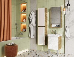 Акватон Мебель для ванной Сканди Doors 45 белая/дуб рустикальный – фотография-2