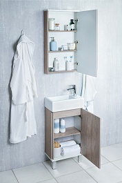 Акватон Мебель для ванной Эмма 45 белая/дуб наварра – фотография-3
