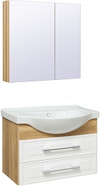 Runo Мебель для ванной Дублин 80 подвесная дуб/белая – фотография-1