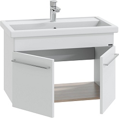 СанТа Мебель для ванной Вегас 80 подвесная с зеркальным шкафом Вегас 80 белая – фотография-3
