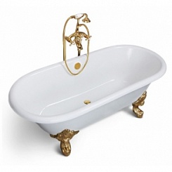 Фэма Чугунная ванна "Patricia", ножки золото, покрытие хром, золото или бронза – фотография-4