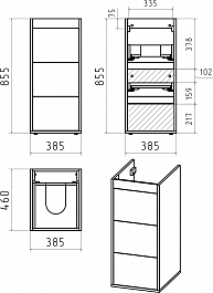 Brevita Мебель для ванной Grafit 100 L под стиральную машину графит – фотография-17
