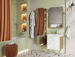 Акватон Мебель для ванной Сканди Doors 55 белая/дуб рустикальный – фотография-2