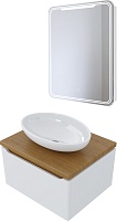 Mixline Мебель для ванной Виктория 60 L подвесная белая софт/дуб светлый
