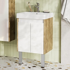 Акватон Мебель для ванной Сканди Doors 45 белая/дуб рустикальный – фотография-4