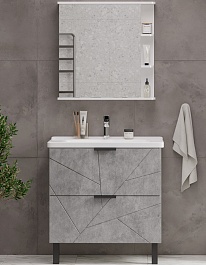 Volna Мебель для ванной Twing 80.2Y белая/бетон – фотография-1