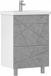 Vigo Тумба с раковиной Geometry 2-600 белая/бетон – фотография-1