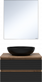 Brevita Мебель для ванной Dakota 70 подвесная дуб галифакс олово/черный кварц – фотография-1