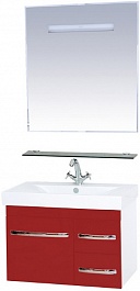 Misty Мебель для ванной Эмилия 75 подвесная красная – фотография-1