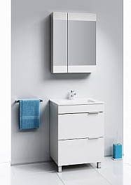 Aqwella Мебель для ванной Бриг 60 белая, 2 ящика, зеркальный шкаф – фотография-1