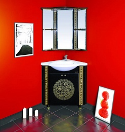 Misty Зеркальный шкаф Olimpia Lux 60 угловой L черная патина – фотография-2