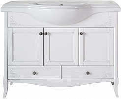 ASB-Woodline Мебель для ванной Салерно 105 белый (патина серебро), массив ясеня – фотография-2