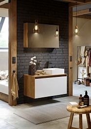 Aqwella Зеркало-шкаф для ванной  Mobi 80 дуб балтийский – фотография-3