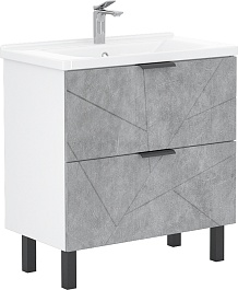 Volna Мебель для ванной Twing 80.2Y белая/бетон – фотография-4