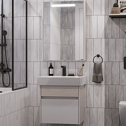 Акватон Мебель для ванной Верди Pro 60 подвесная белая/ясень фабрик – фотография-1