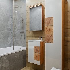Бриклаер Мебель для ванной Форест 40 подвесная белый/дуб золотой – фотография-3