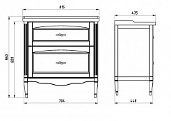 ASB-Woodline Мебель для ванной Римини Nuovo 80 белый (патина серебро), массив ясеня – фотография-5