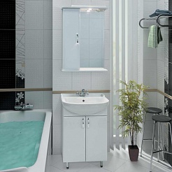 Водолей Мебель для ванной Классик 50 белая, зеркало-шкаф с подсветкой – фотография-2