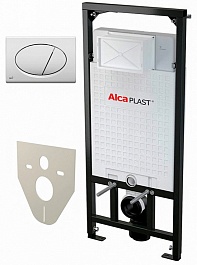 Alcaplast Система инсталляции Sadromodul AM101/1120+M70+M91 4 в 1 кнопка смыва белая – фотография-1