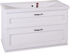 ASB-Woodline Мебель для ванной Прато 100 белый, патина серебро, массив ясеня – фотография-2