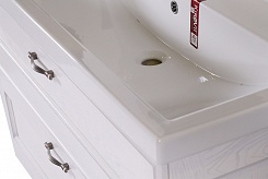 ASB-Woodline Мебель для ванной Прато 100 белый, патина серебро, массив ясеня – фотография-6