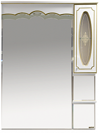 Misty Зеркальный шкаф Монако 90 R белый/ патина – фотография-1