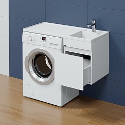 СанТа Мебель для ванной под стиральную машину Марс 100 R подвесная белая – фотография-4