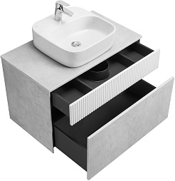 Акватон Мебель для ванной Марбл 80 Одри Soft подвесная слэйт/белая матовая – фотография-5