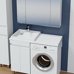 СанТа Мебель для ванной под стиральную машину Марс 110 L 2 двери белая – фотография-4