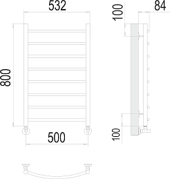 Terminus Полотенцесушитель водяной Классик П8 500x800 хром – фотография-3