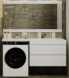 Style Line Мебель для ванной Даллас 150 R Люкс Plus 2 ящика подвесная белая – фотография-1