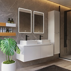 Dreja Мебель для ванной с двумя раковинами и столешницей W 125 подвесная белая – фотография-2