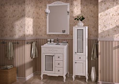 ASB-Woodline Зеркало для ванной Флоренция Квадро 60 патина, серебро, массив ясеня – фотография-4