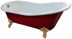 Фэма Чугунная ванна "Gracia Red", ножки золото, красный глянец – фотография-1