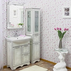Sanflor Мебель для ванной Адель 65 белая, патина серебро – фотография-4