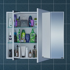 СанТа Мебель для ванной под стиральную машину Марс 90 L 2 ящика с зеркальным шкафом Стандарт 90 белая – фотография-15