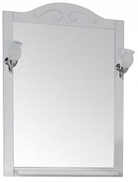 ASB-Woodline Зеркало для ванной Флоренция 65 белое/ патина серебро, массив ясеня – фотография-1