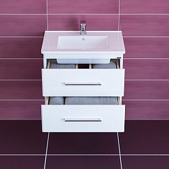 СанТа Мебель для ванной Вегас 65 подвесная с зеркальным шкафом Стандарт 70 белая – фотография-4