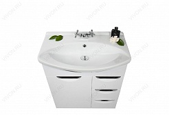 Водолей Мебель для ванной Лира 65 L с ящиками белая – фотография-3
