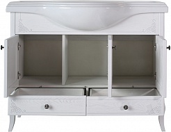 ASB-Woodline Мебель для ванной Салерно 105 белый (патина серебро), массив ясеня – фотография-3