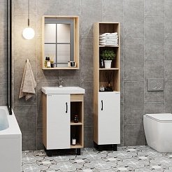 Onika Мебель для ванной Тимбер 50 L белая матовая/дуб сонома – фотография-3