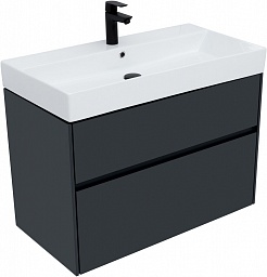 Aquanet Мебель для ванной Бруклин 85 подвесная черная матовая – фотография-18