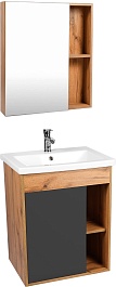 Viant Мебель для ванной Бостон 50 подвесная графит/дуб вотан – фотография-1
