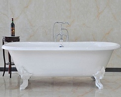 Фэма Чугунная ванна "Patricia", ножки белые, покрытие хром, золото или бронза – фотография-5
