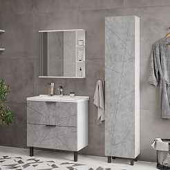 Volna Мебель для ванной Twing 80.2Y белая/бетон – фотография-3